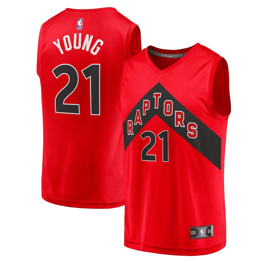 Men Toronto Raptors 21 Thaddeus Young Fanatics Branded Red Fast Break Replica NBA Jersey